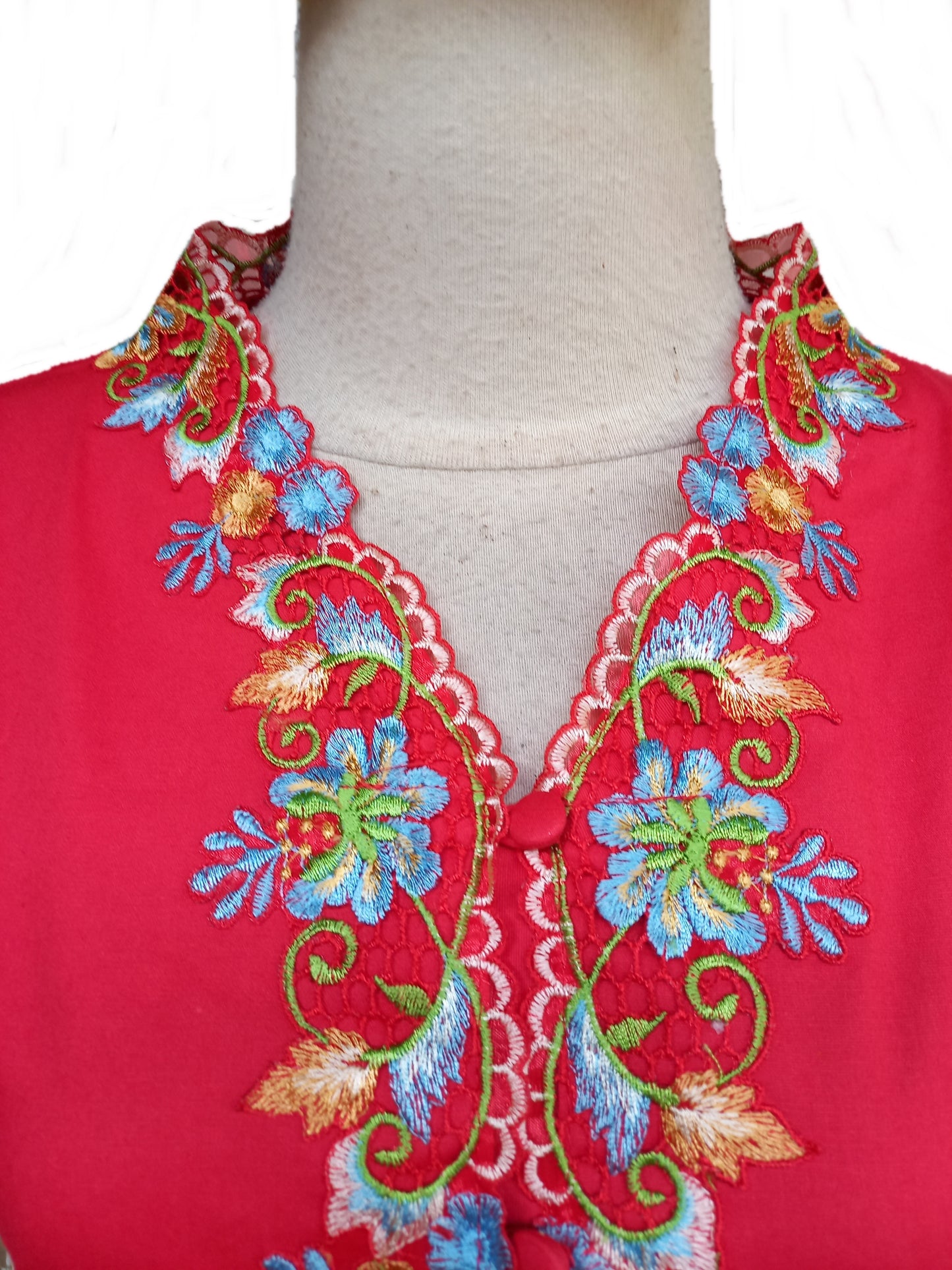 Red Kebaya Short Sleeve, Kebaya dress, kebaya cotton Size S, M, L, XL