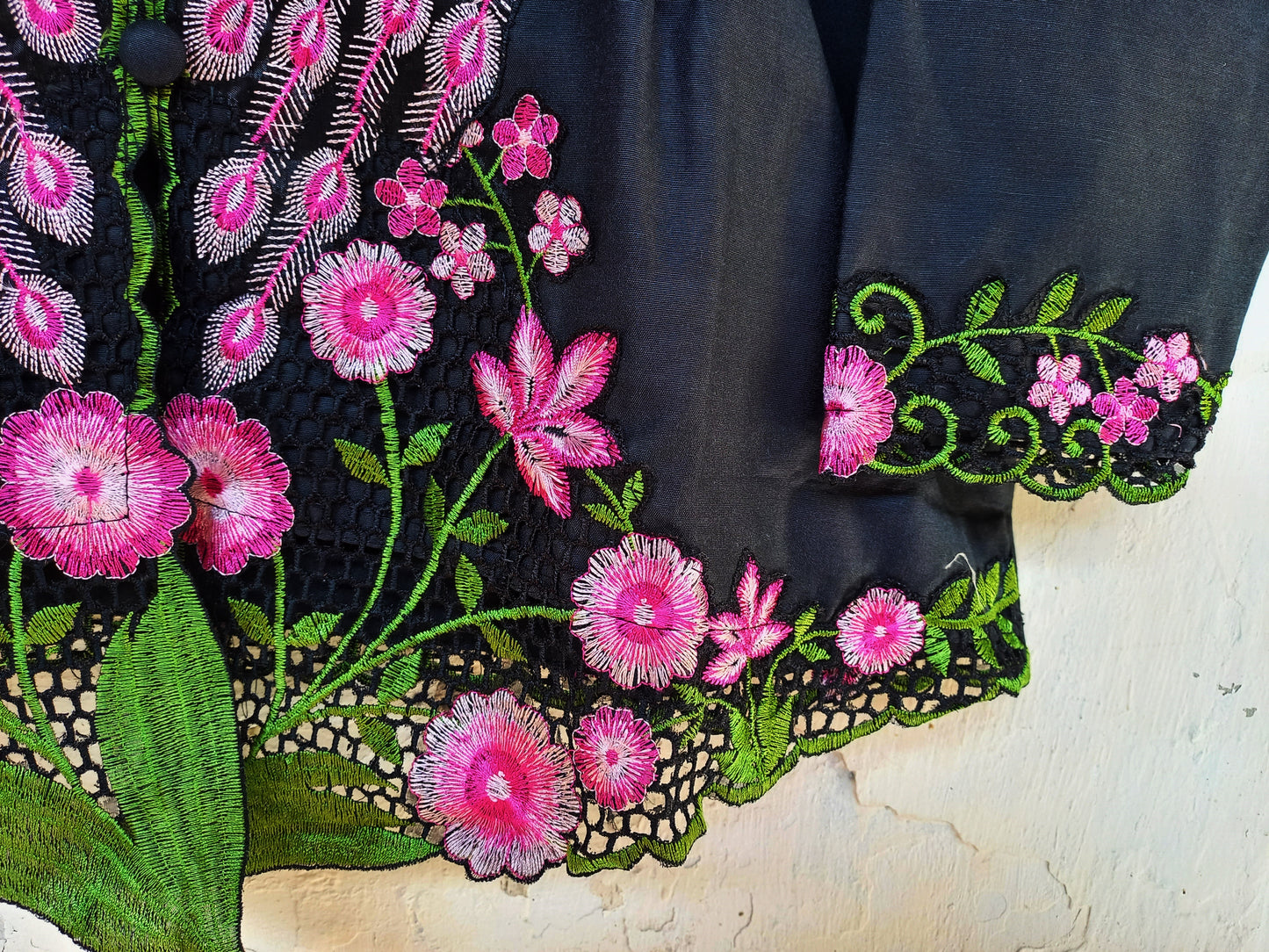 Black kebaya embroidery peacock, Kebaya Dress, cotton kebaya