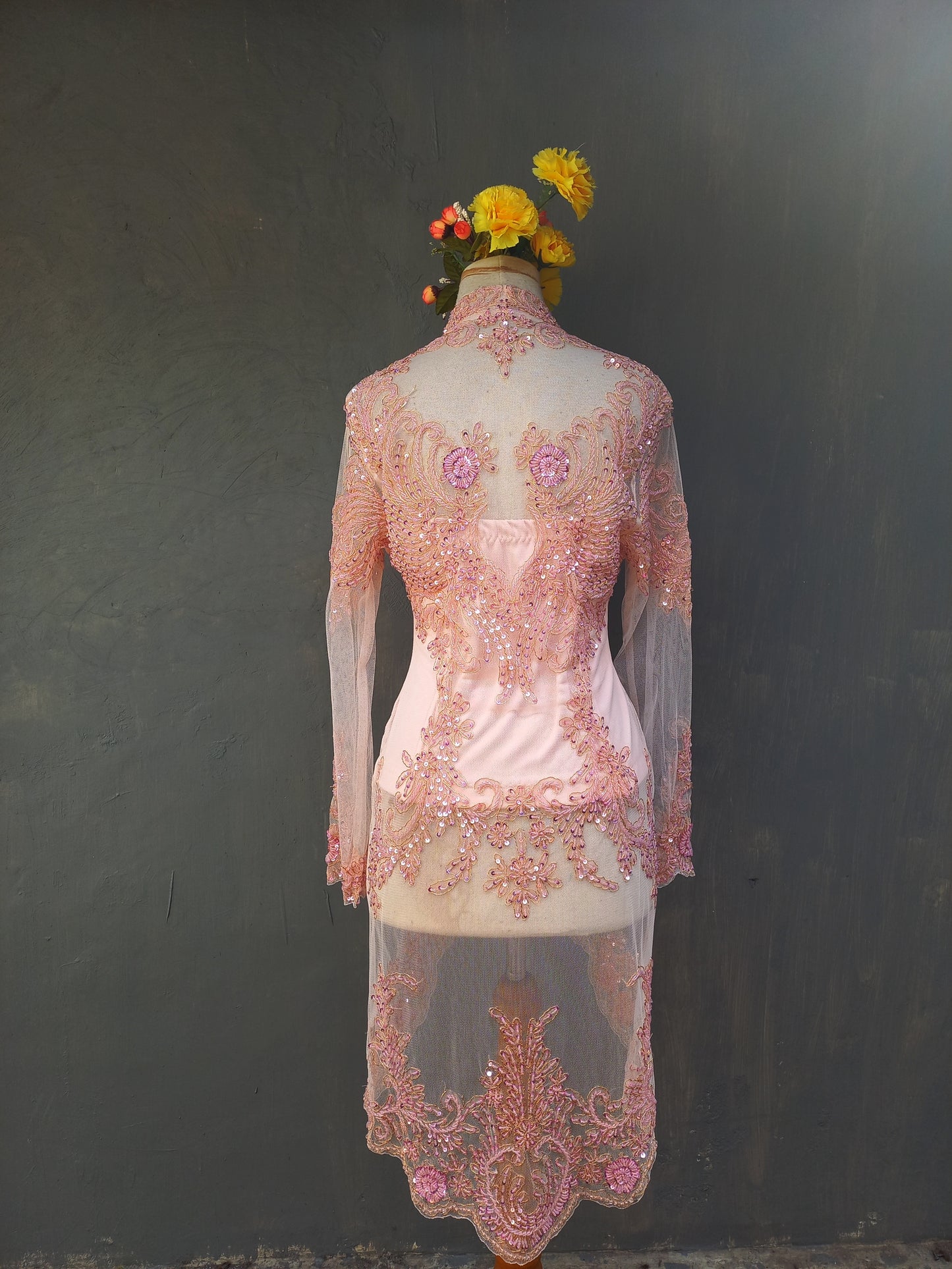 Peach wedding kebaya, engagement kebaya, graduation kebaya