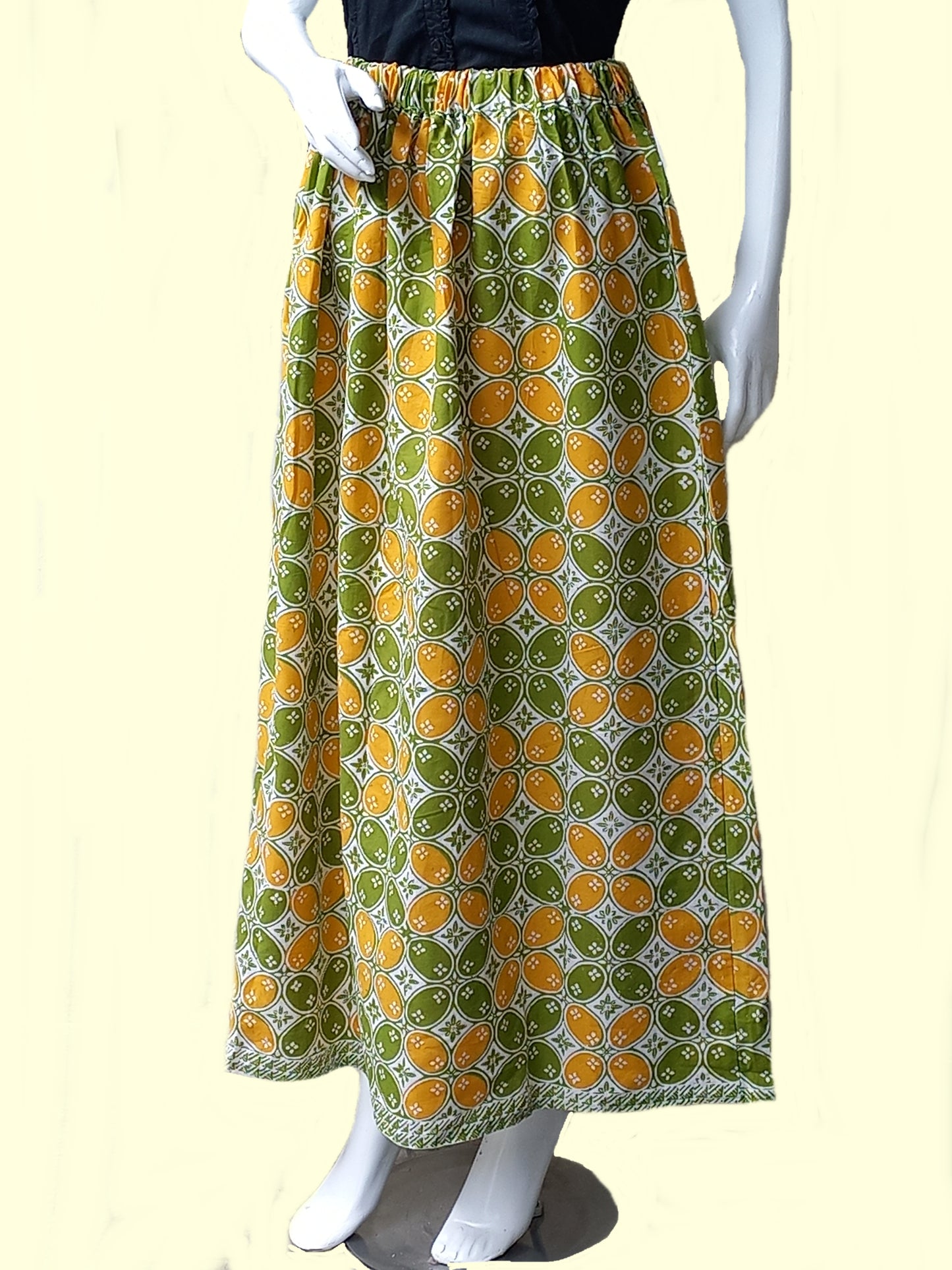 Indonesian batik Skirt, Summer skirt, green maxi skirt, holiday skirt