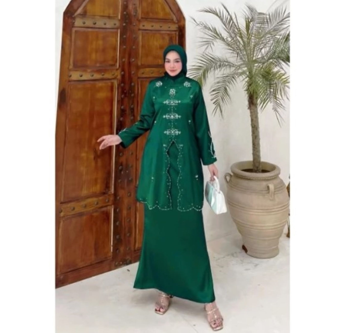 Baju Kurung, set tunic kebaya dress, long kebaya tulle beads size