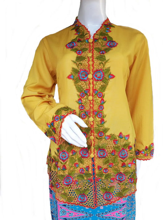 Yellow Kebaya dress, Kebaya cotton, Size XL, 2L