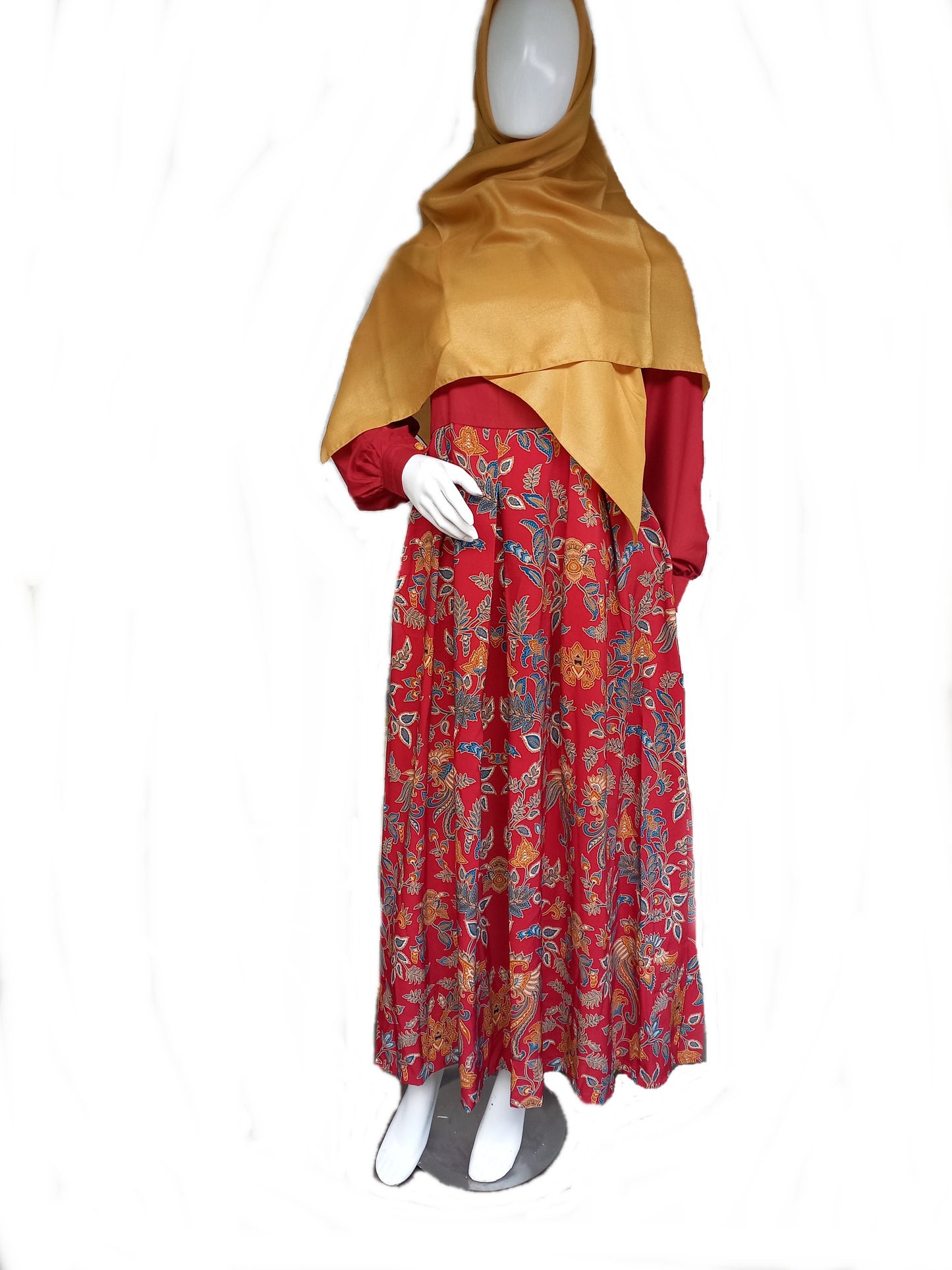 Red Floral Abaya muslim, Abaya Batik Dress for size S, M