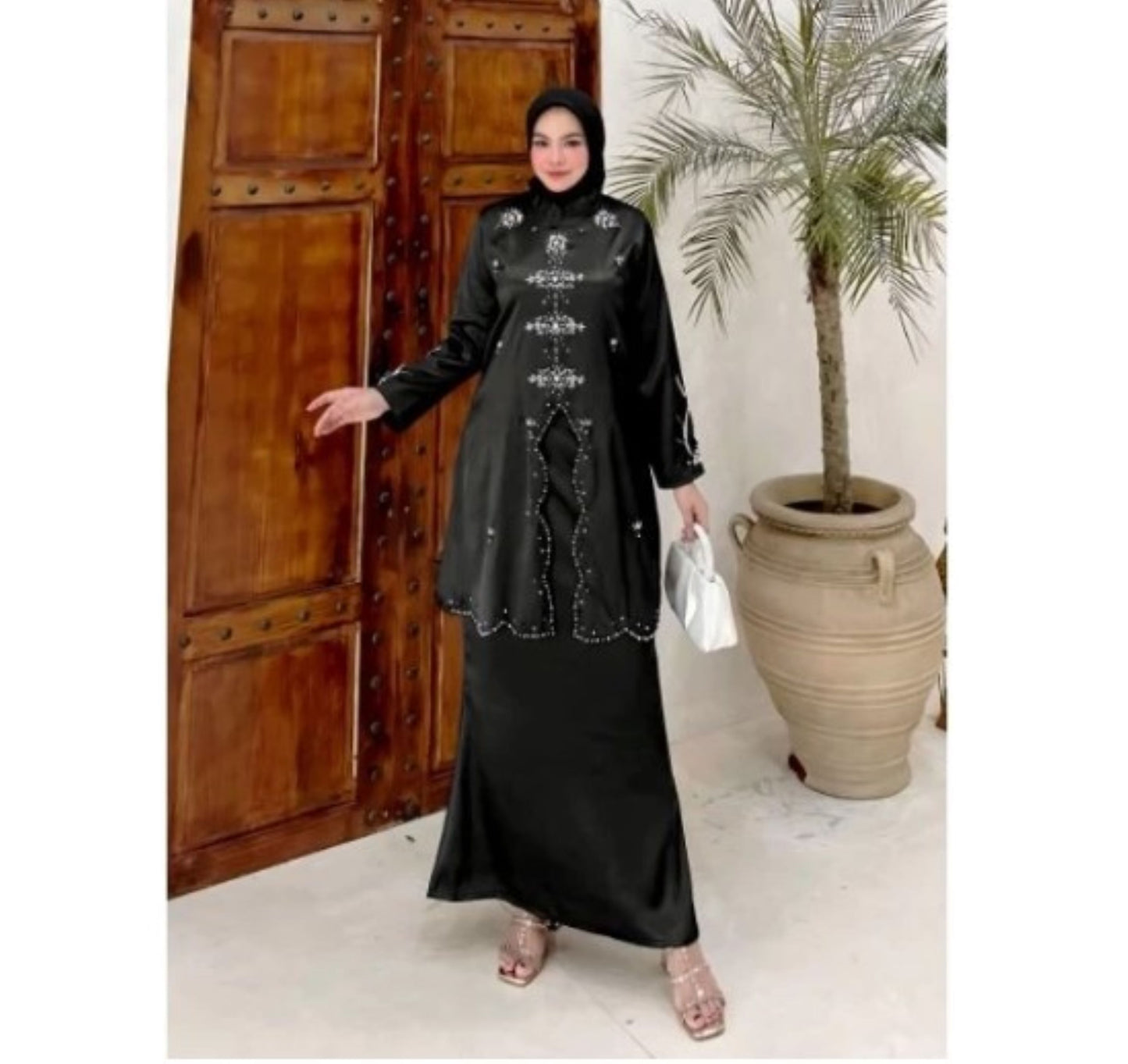 Baju Kurung, set tunic kebaya dress, long kebaya tulle beads size
