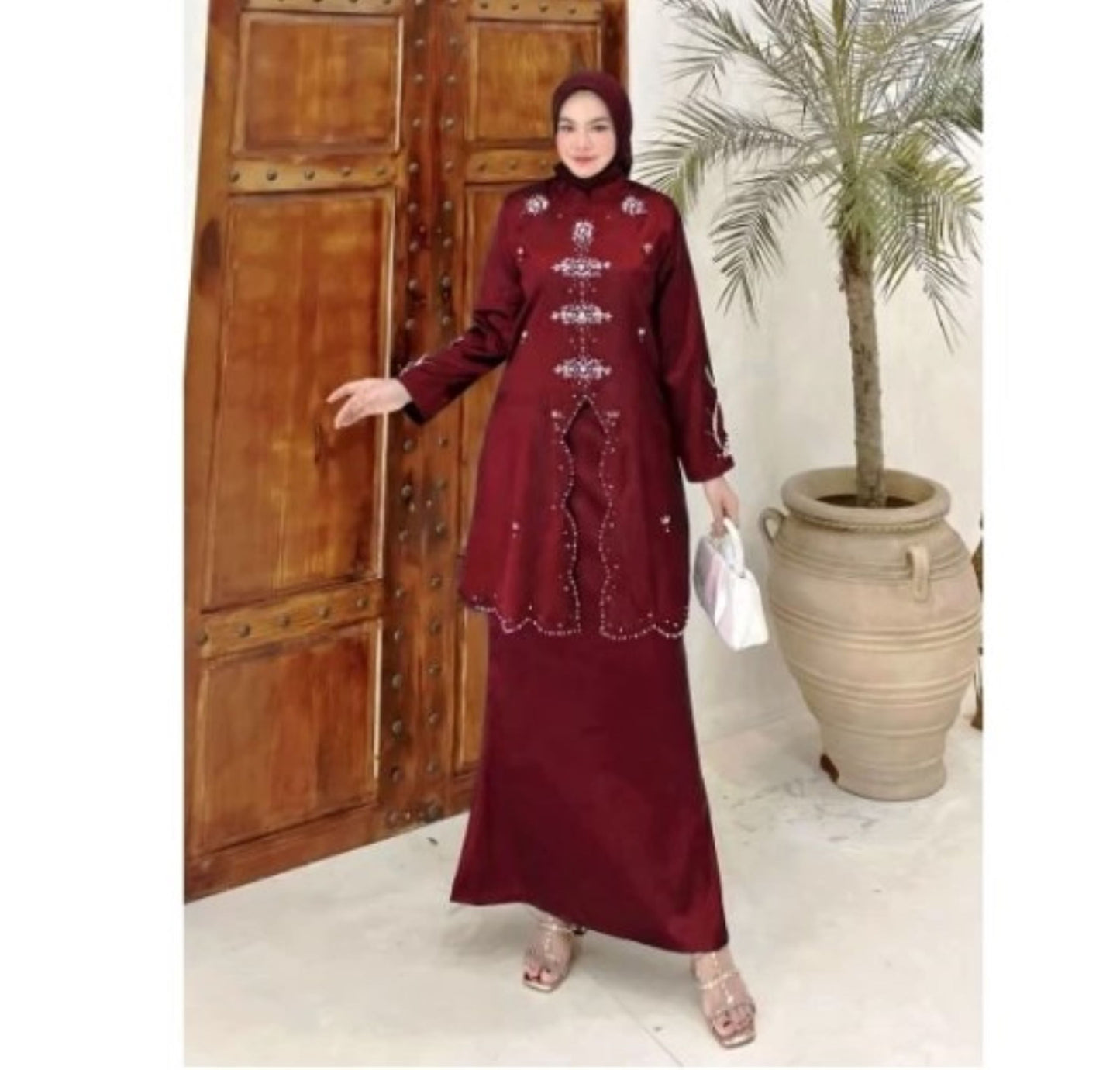 Baju Kurung, set tunic kebaya dress, long kebaya tulle beads size