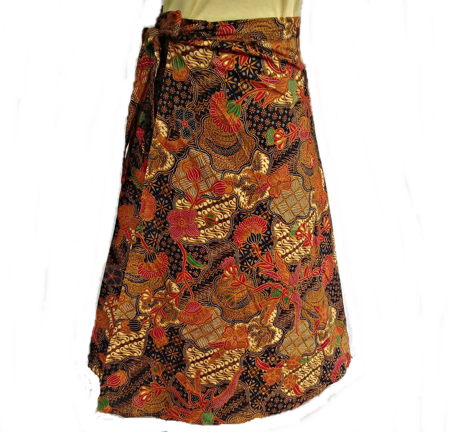 Batik midi wrap skirt,cotton skirt, ethnic printed skirt