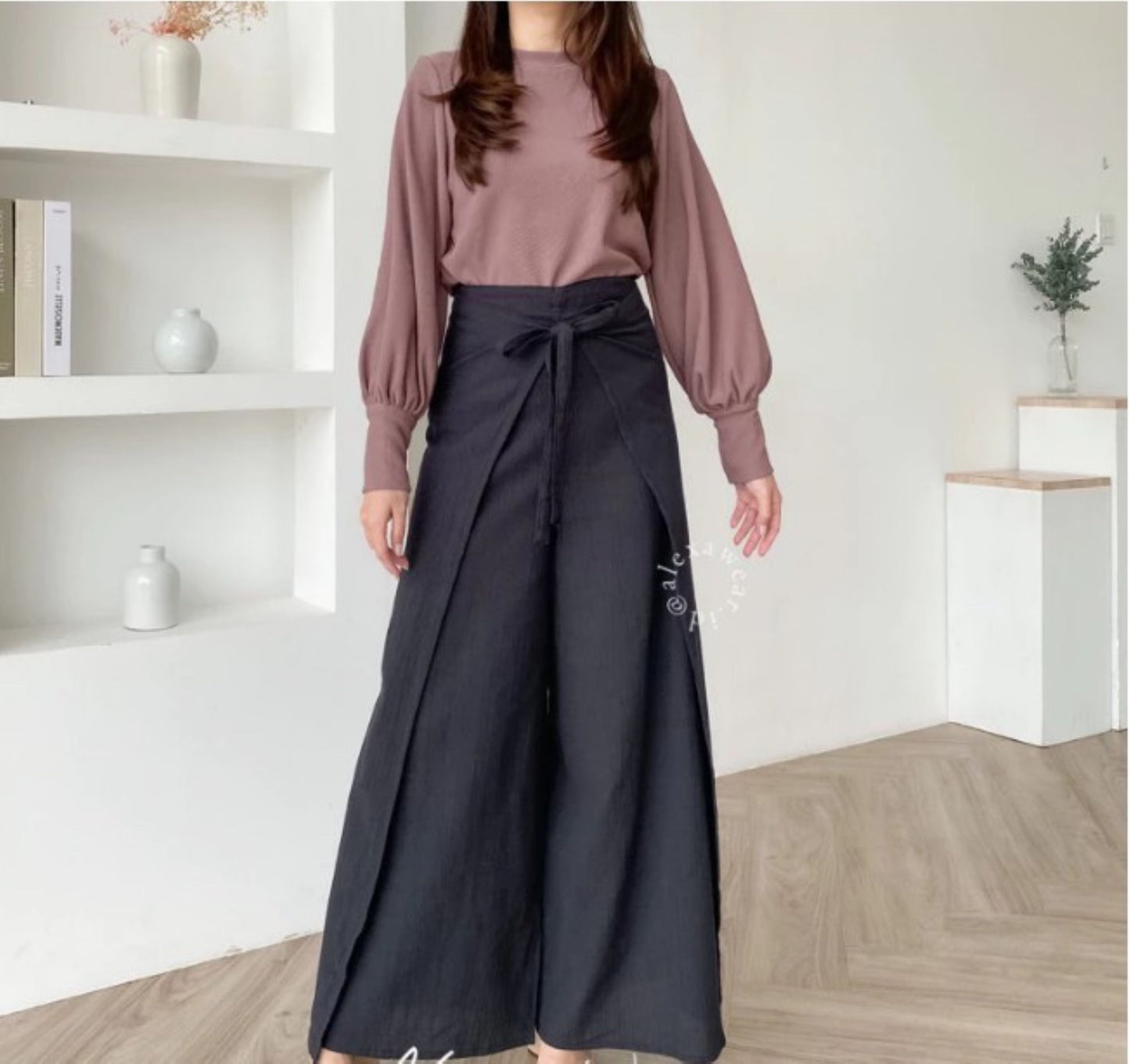 Black Linen Wrap Pants, Natural Linen, Summer pants, Palazzo Pants
