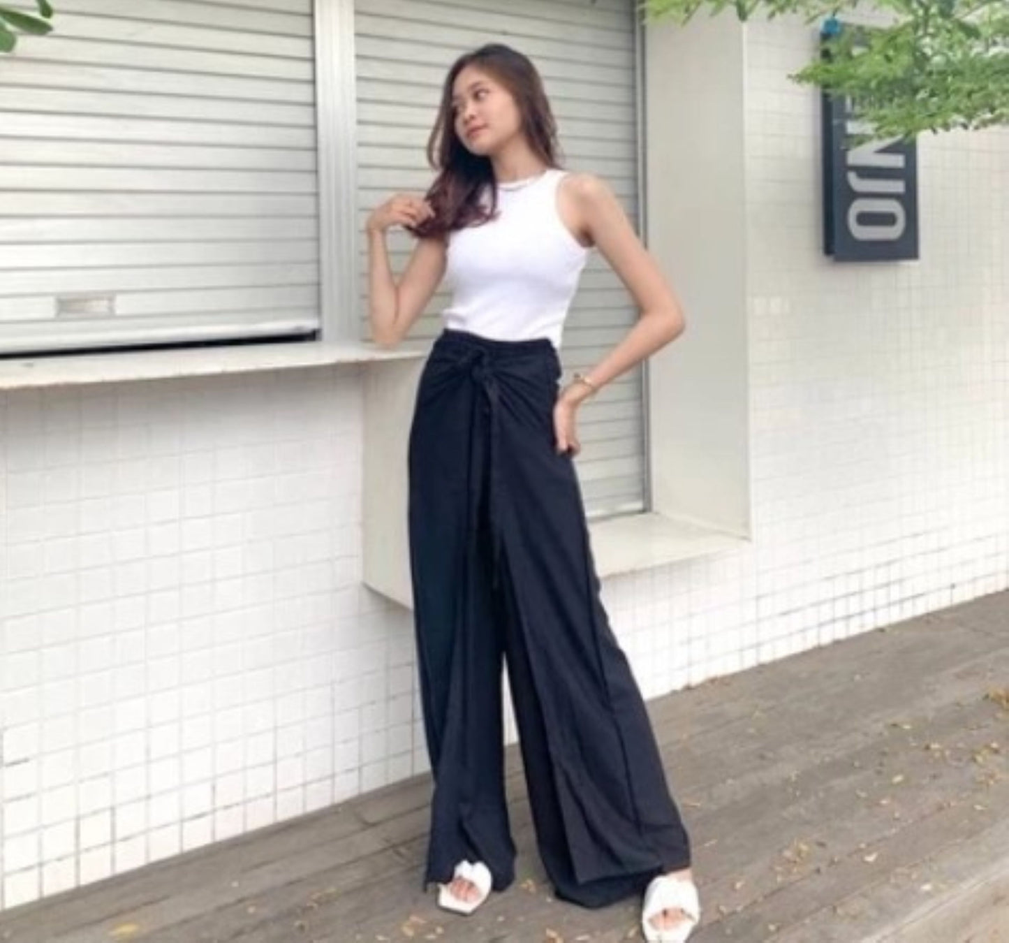 Black Linen Wrap Pants, Natural Linen, Summer pants, Palazzo Pants