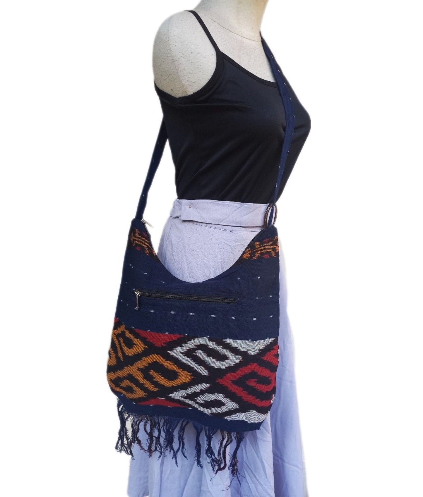 Bohemian bag, boho crossbody Bag, hippie bag ikat, tribal bag