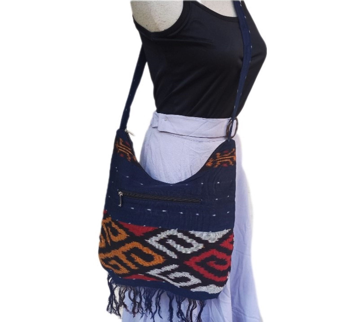 Bohemian bag, boho crossbody Bag, hippie bag ikat, tribal bag