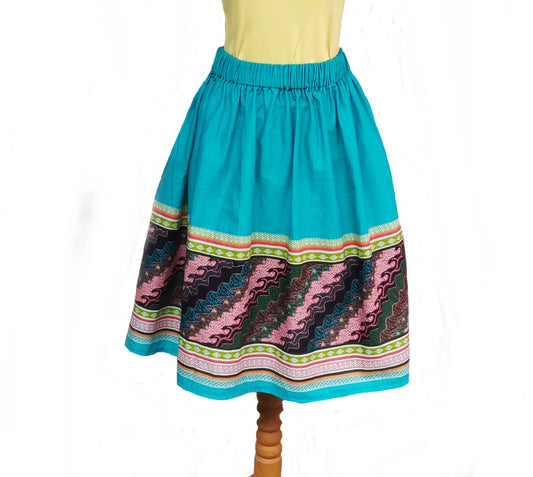 Teal Mini Skirt, summer Skirt, cotton skirt, travel skirt