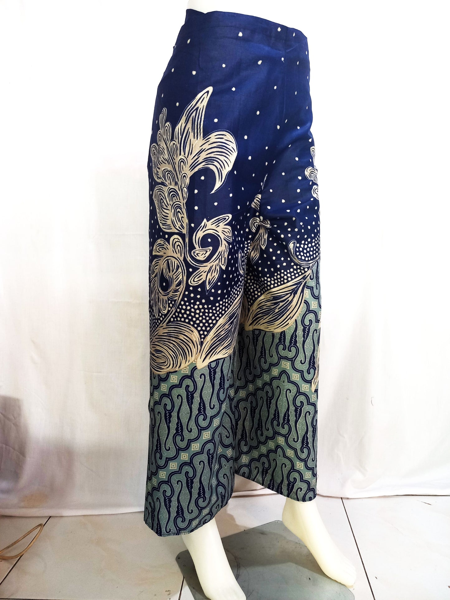 Bali Wrap Pants, Navy Blue Batik Pants, Beach pants, cotton wrap pants