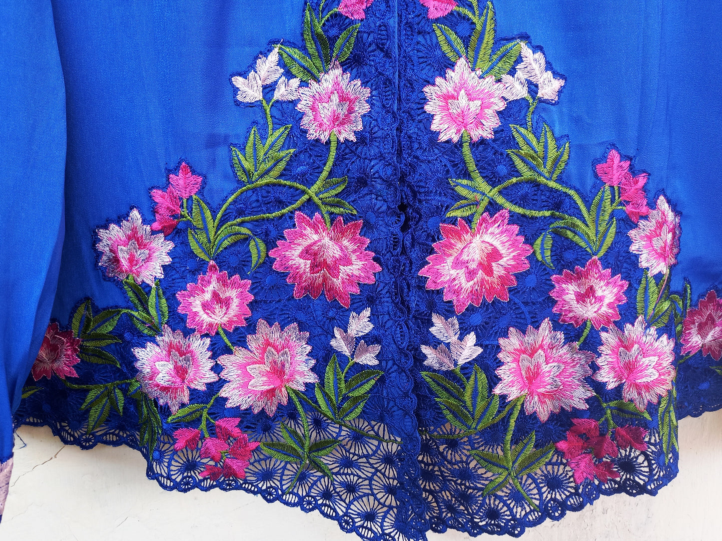 Blue Satin kebaya, Kebaya dress, Kebaya Embroidery size 3L