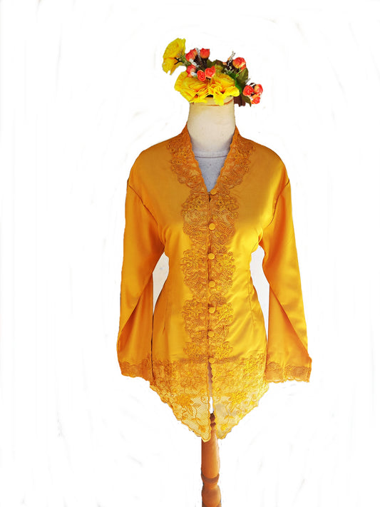 Gold Kebaya Cotton, Kebaya dress, nyonya kebaya size XS, S, M, L, 2L, 3L, 4L, 5L