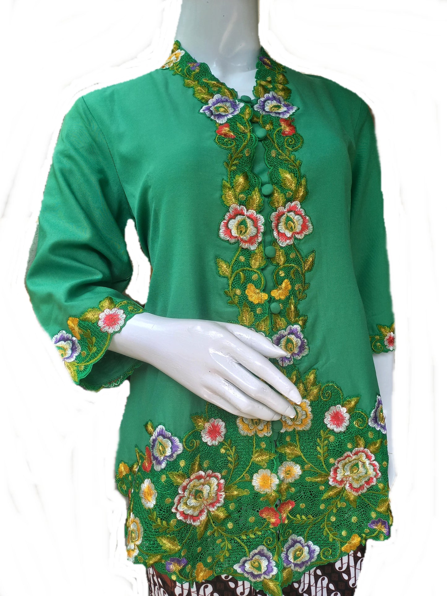 Green Kebaya 3/4 sleeve, Kebaya dress, Kebaya top Size XL, 2L