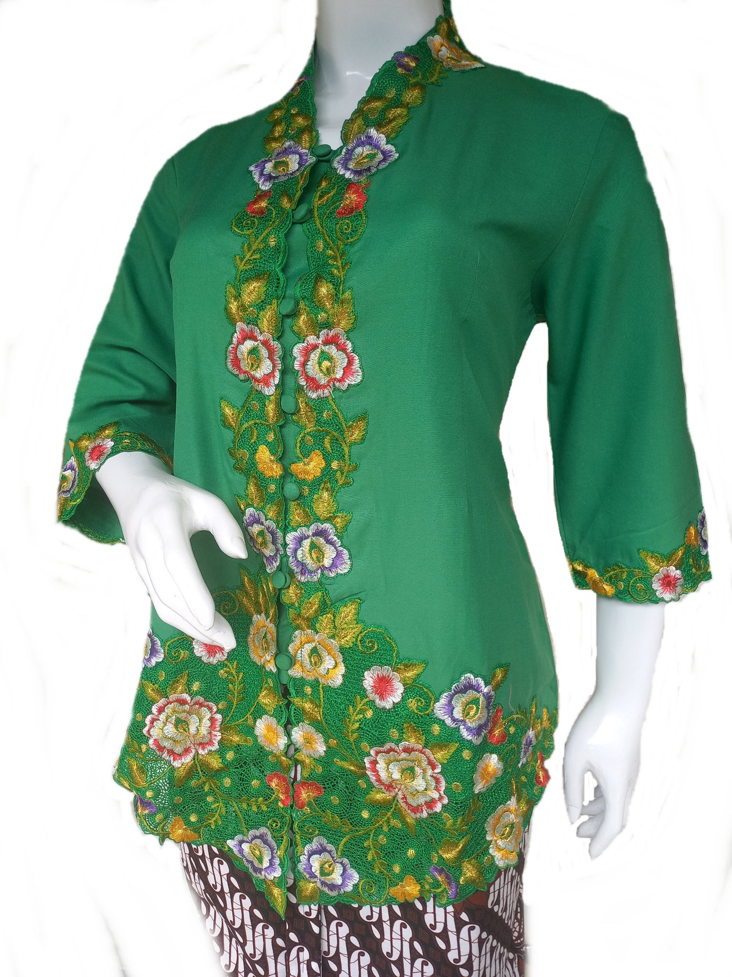 Green Kebaya 3/4 sleeve, Kebaya dress, Kebaya top Size XL, 2L