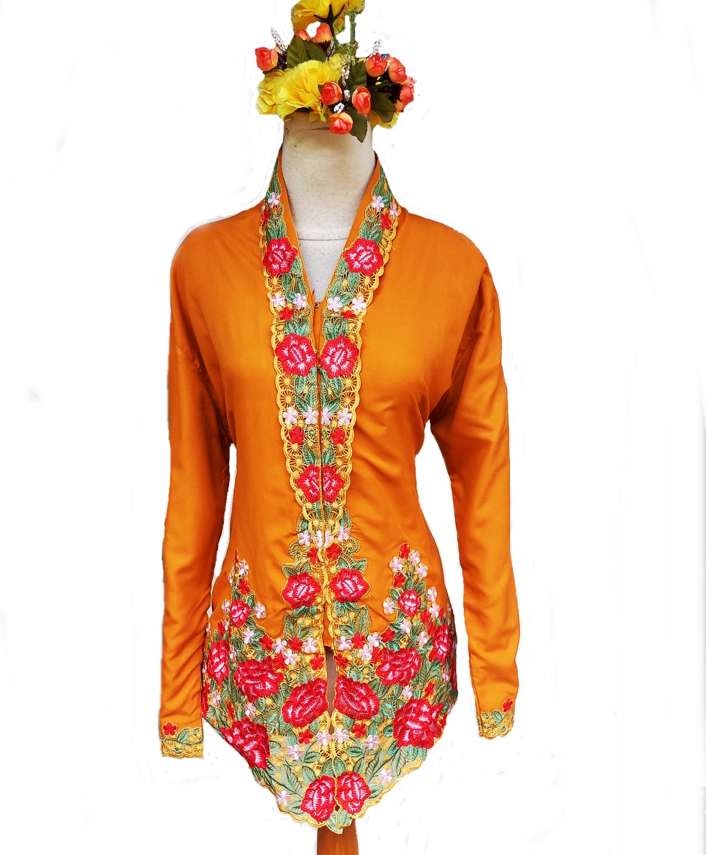 Golden Kebaya Embroidery Floral, Kebaya dress, Kebaya top