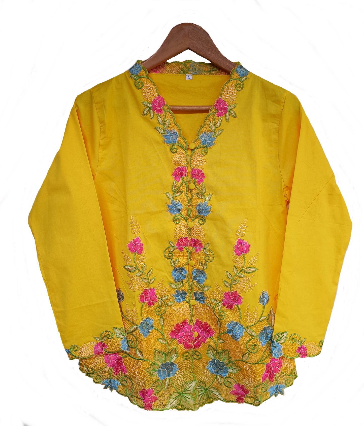 Yellow Kebaya, strecthy Cotton Kebaya, Nyonya Kebaya