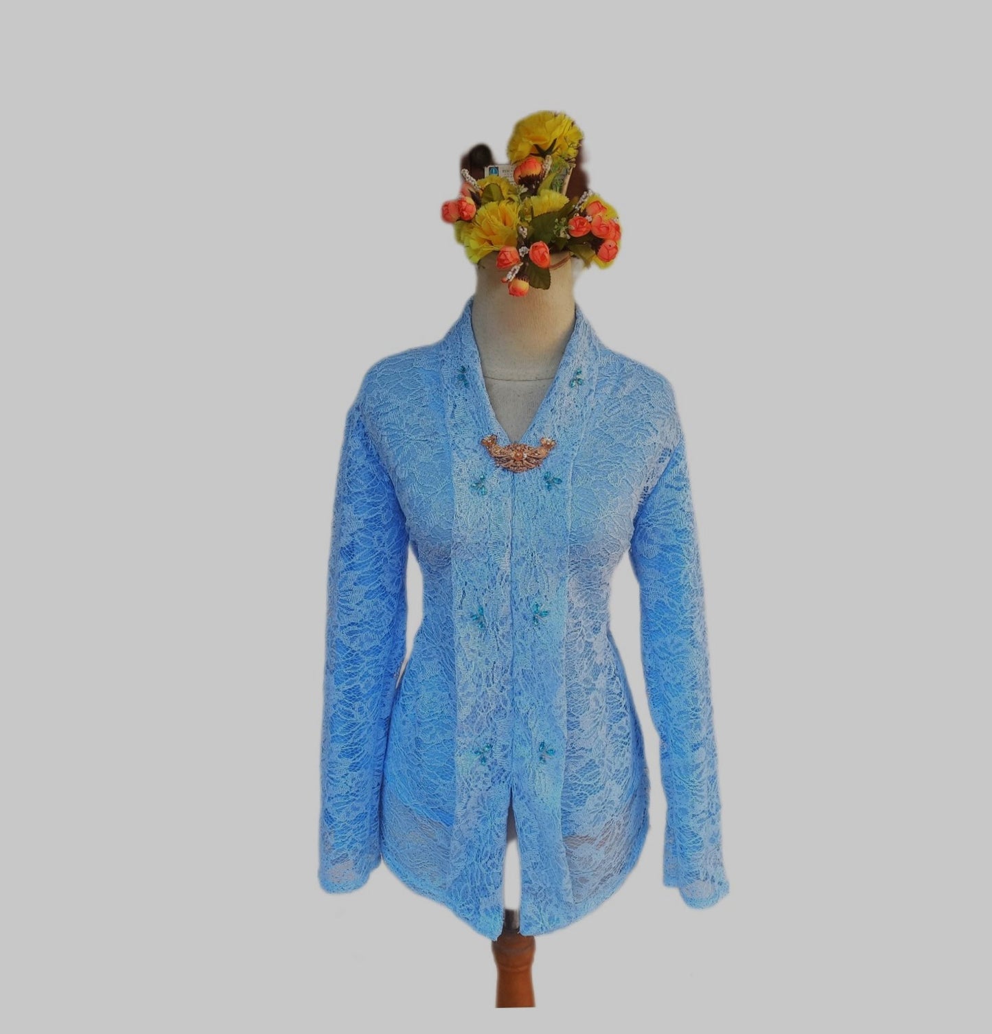 baby Blue kebaya lace, Kebaya dress with sequin crystal