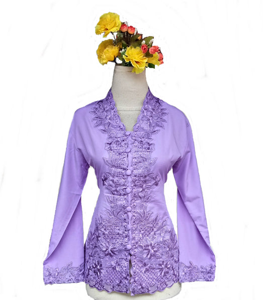 Lilac Kebaya Cotton, kebaya dress, nyonya kebaya Size XS to 5L