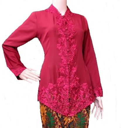 Red Kebaya Dress, Kebaya cotton long sleeve