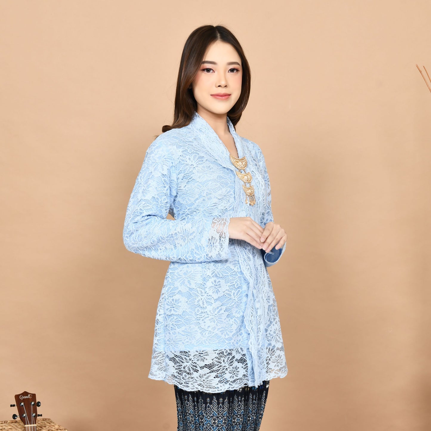 blue kebaya, kebaya lace with lining, kebaya dress
