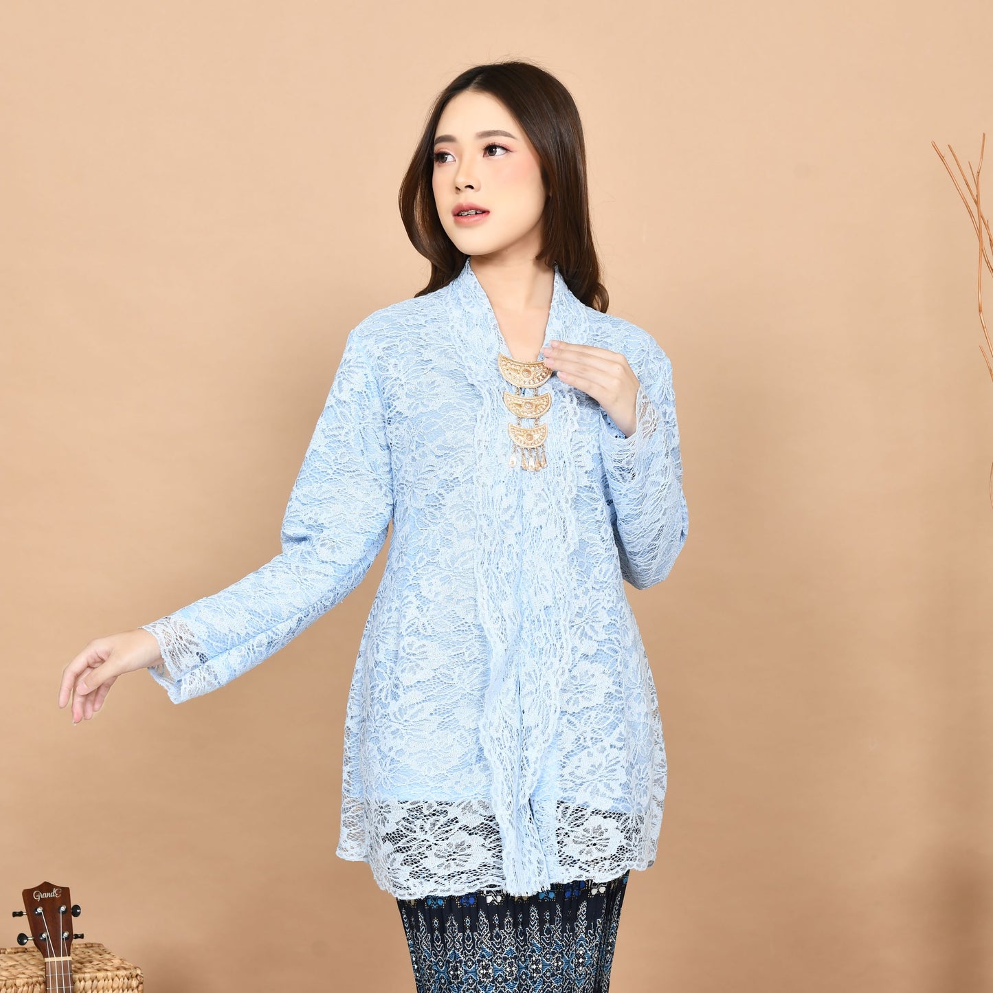 blue kebaya, kebaya lace with lining, kebaya dress