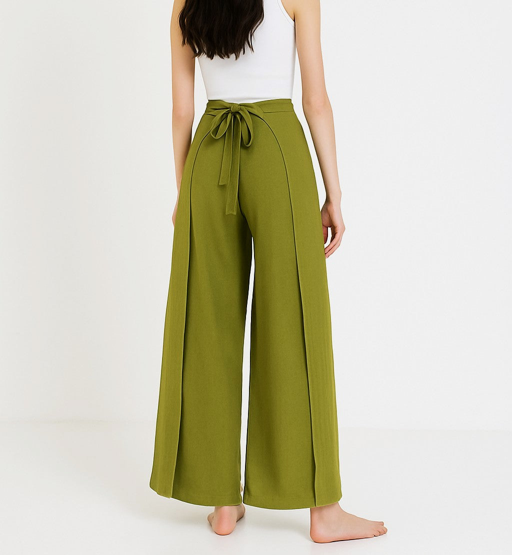 Linen Wrap Pants, Natural linen, Summer pants, Beach Pants, Bali Pants, green
