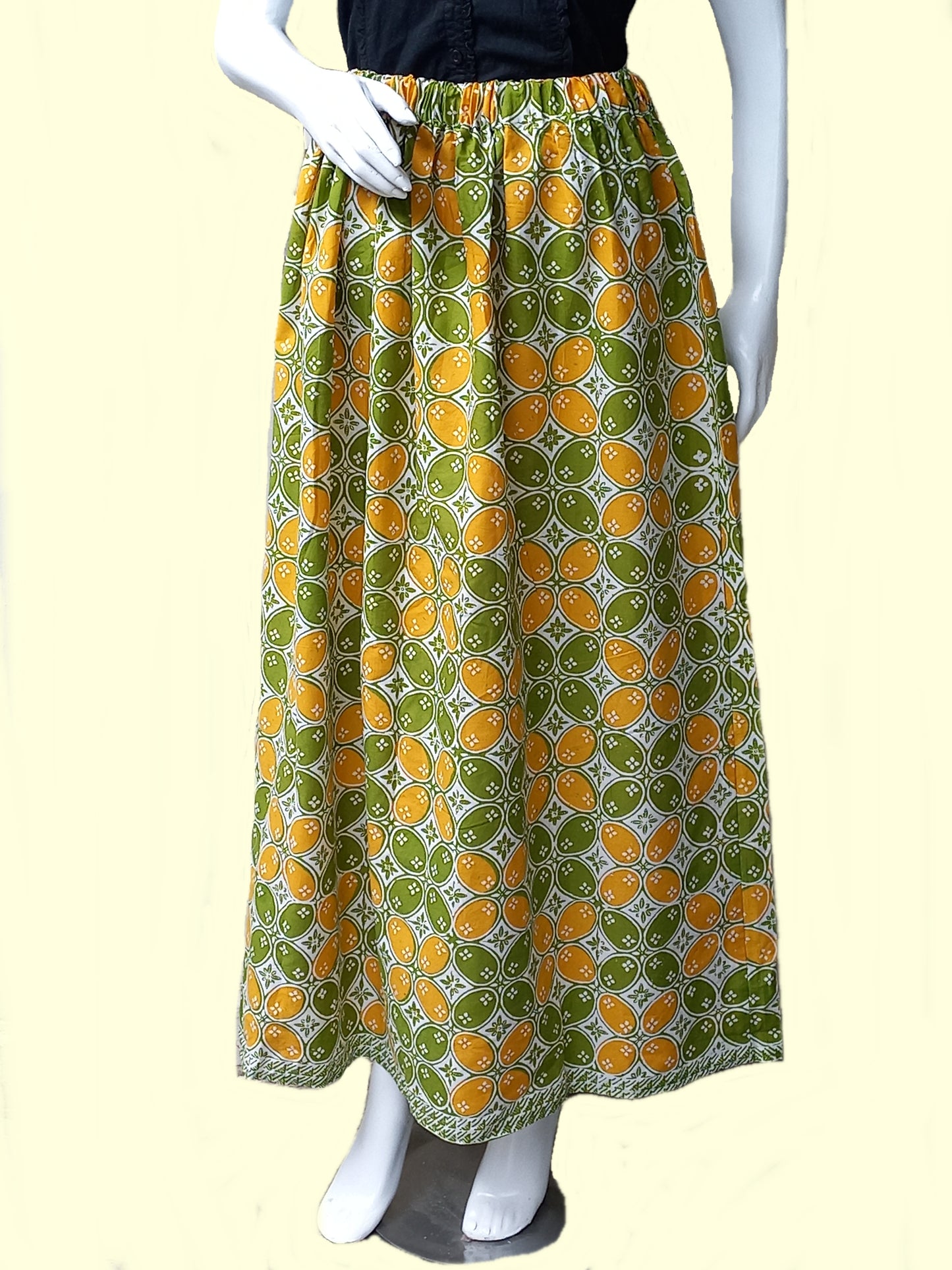 Indonesian batik Skirt, Summer skirt, green maxi skirt, holiday skirt