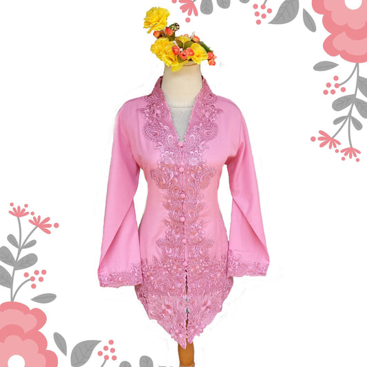 Pink Kebaya  Top, Kebaya embroidery cotton, kebaya dress