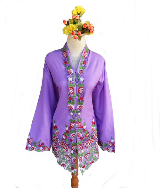 Lilac Plus Size Kebaya, Cotton Kebaya, kebaya dress, baba nyonya  available 6L, Plus Size
