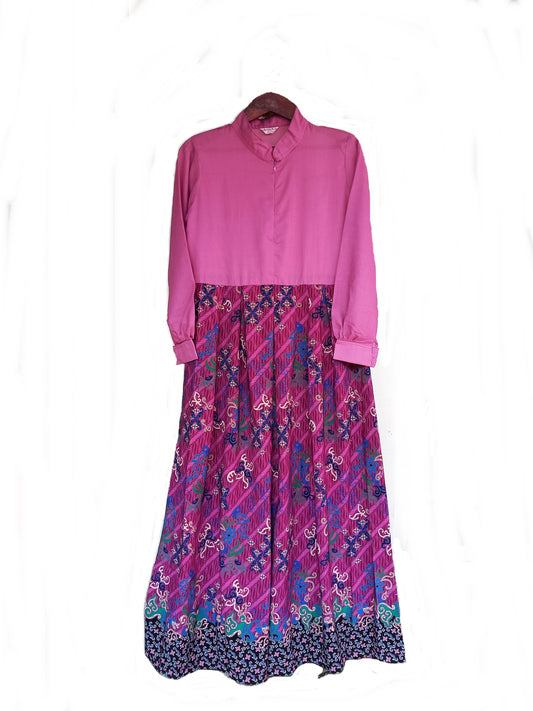 Purple abaya dress, batik abaya dress, maxi dress muslim, floral abaya dress