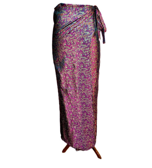 Purple Magenta Songket wrap skirt for Kebaya  size S to 5L