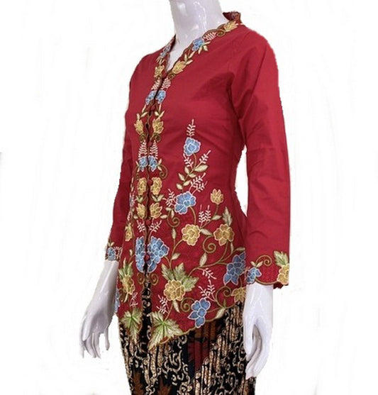 Red Kebaya Cotton, Kebaya dress, Size S, M, L, XL