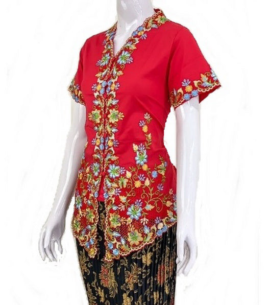Red Kebaya Short Sleeve, Kebaya dress, kebaya cotton Size S, M, L, XL