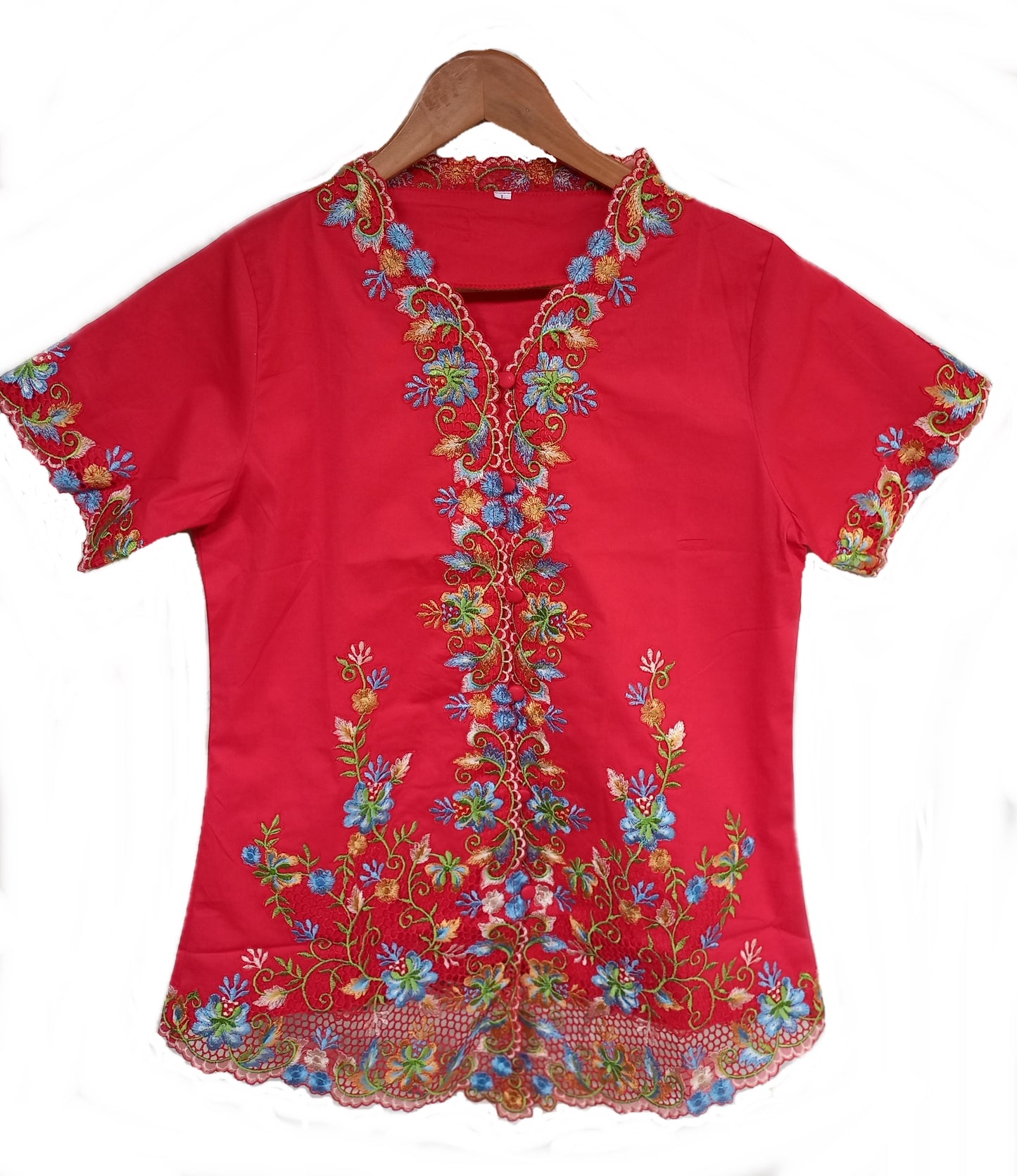 Red Kebaya Short Sleeve, Kebaya dress, kebaya cotton Size S, M, L, XL