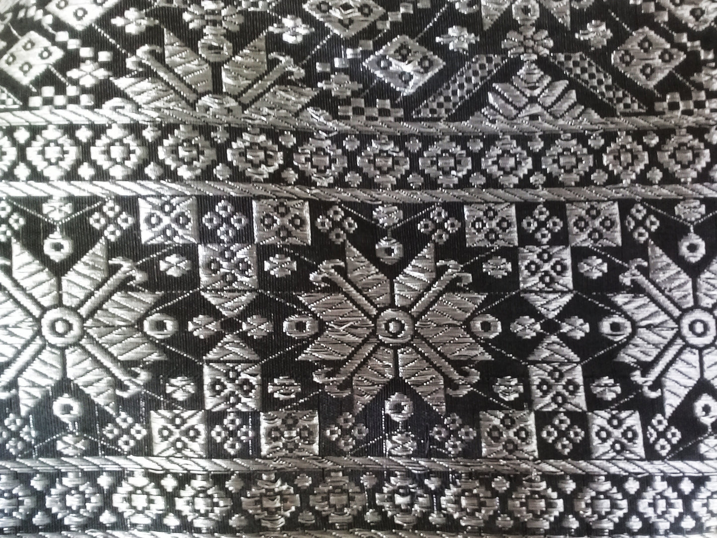 Sarong songket wrap skirt for kebaya, black-silver sarong skirt