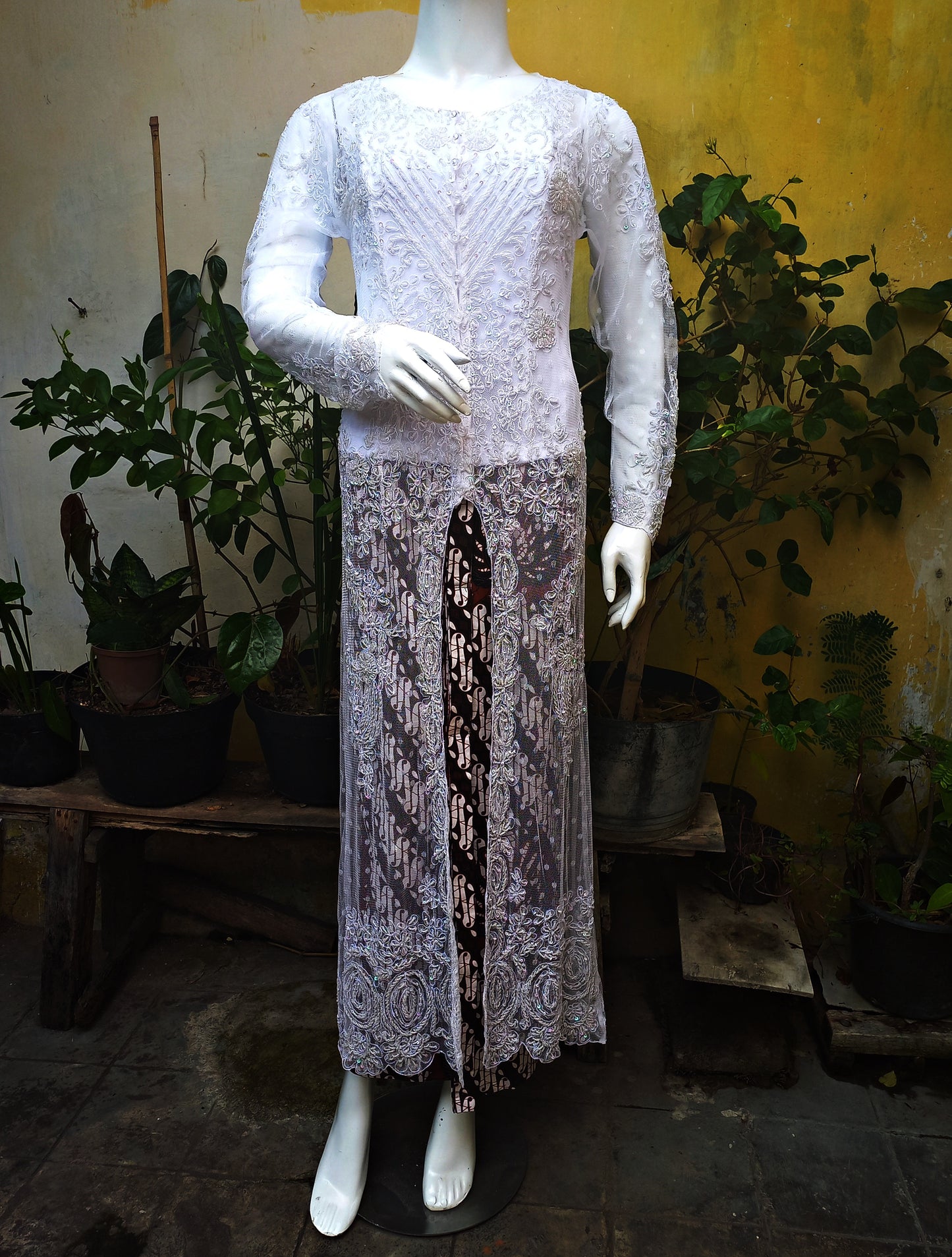 wedding kebaya white, kebaya wedding, size S to 4L, tulle kebaya