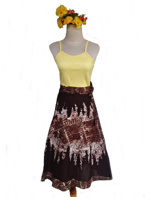 Batik Midi Wrap Skirt, Cotton wrap skirt, ethnic wrap skirt