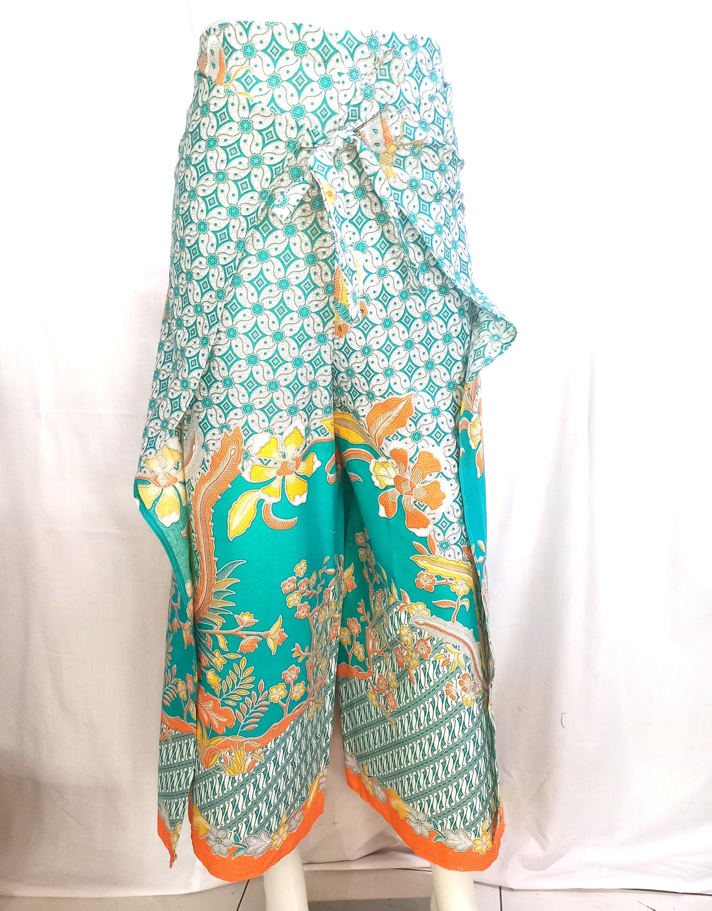 Aquamarine Wrap Pants, Bali Wrap Pants, Batik Wrap Pants, Palazzo Pants,
