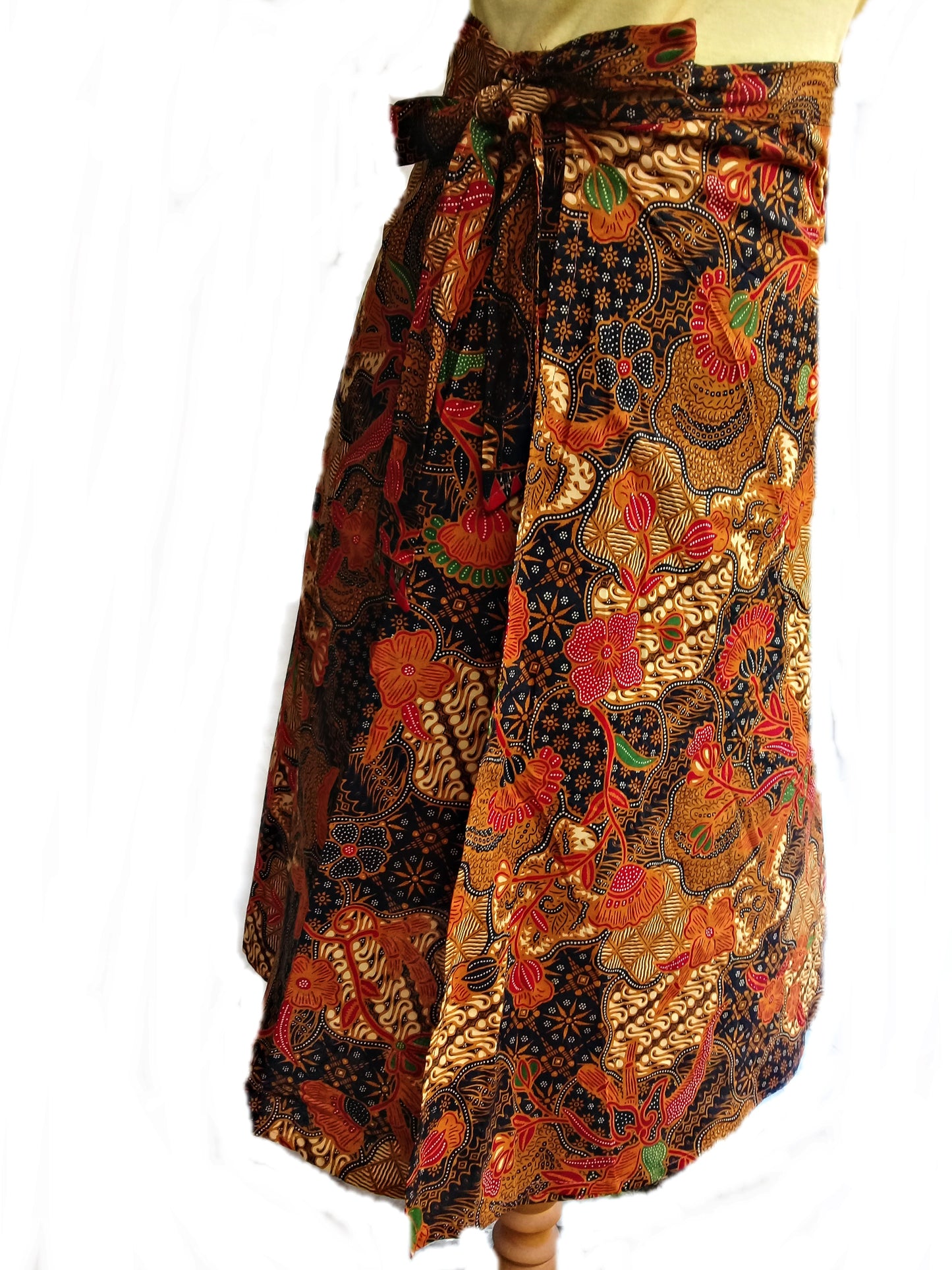 Batik midi wrap skirt,cotton skirt, ethnic printed skirt