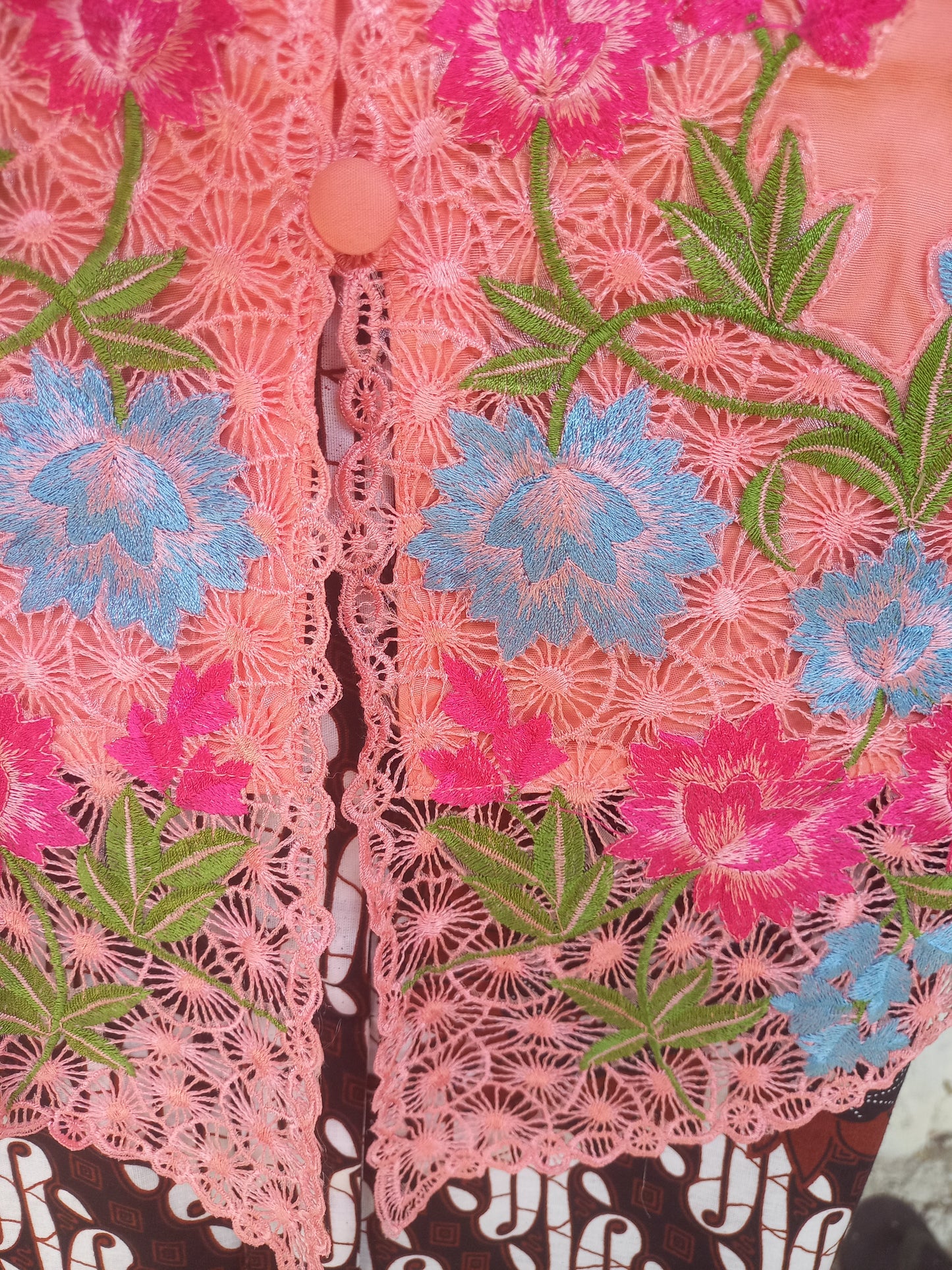Peach Kebaya  dress, Kebaya Cotton, Nyonya Kebaya Size L, XL, 2L