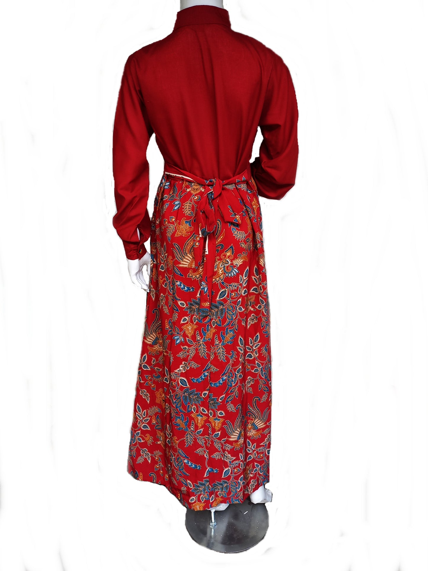 Red Floral Abaya muslim, Abaya Batik Dress for size S, M