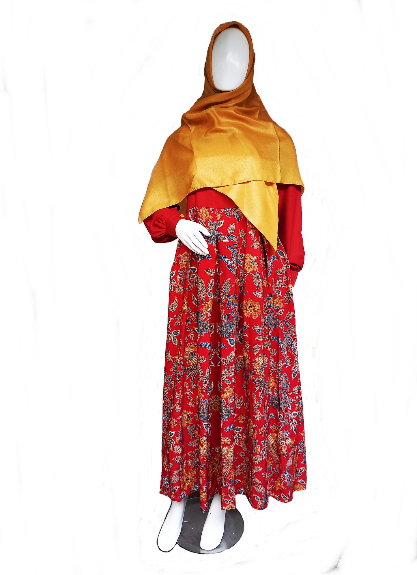 Red Floral Abaya muslim, Abaya Batik Dress for size S, M