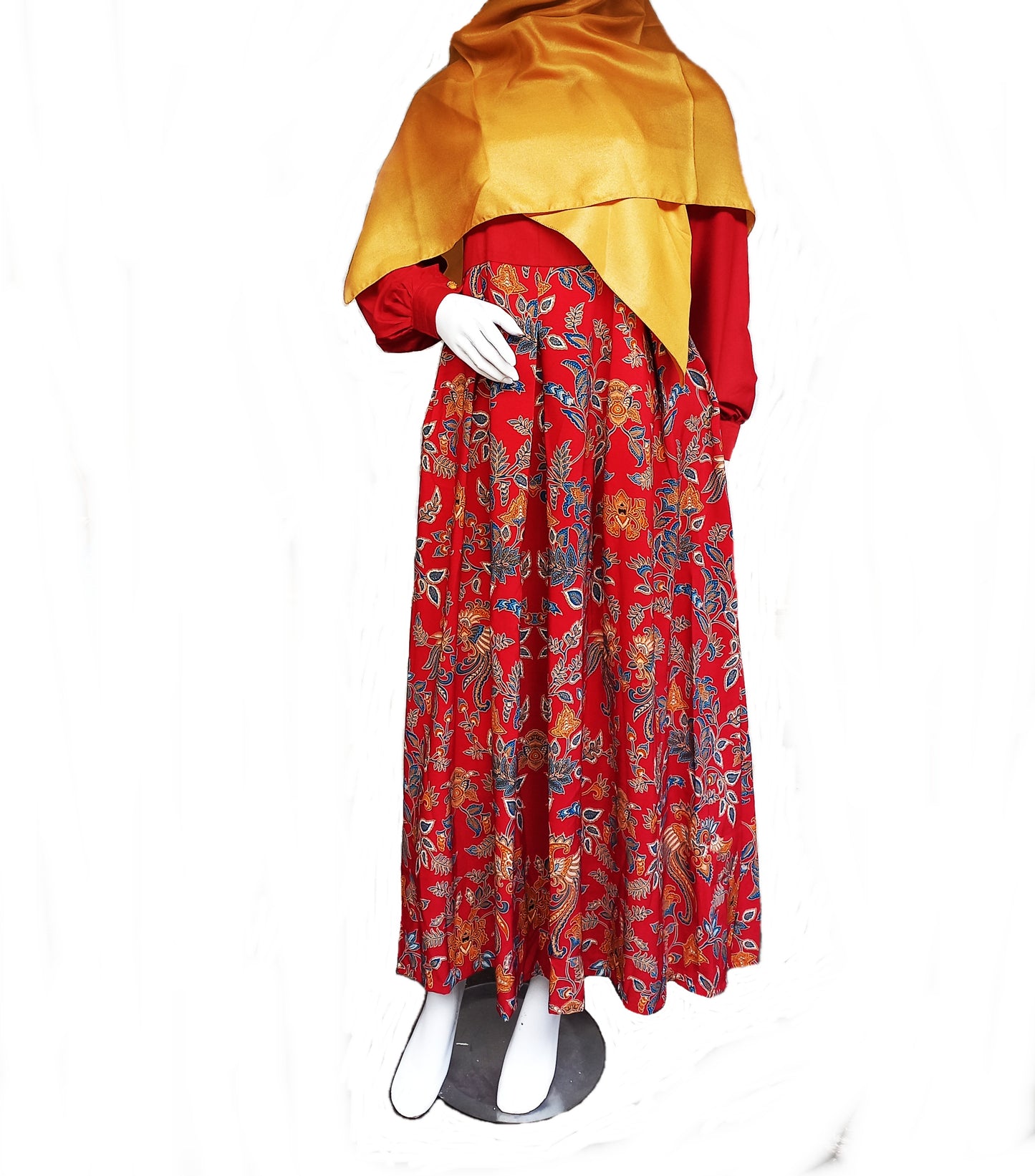 Red Floral Abaya muslim, Abaya Batik Dress for size S, M