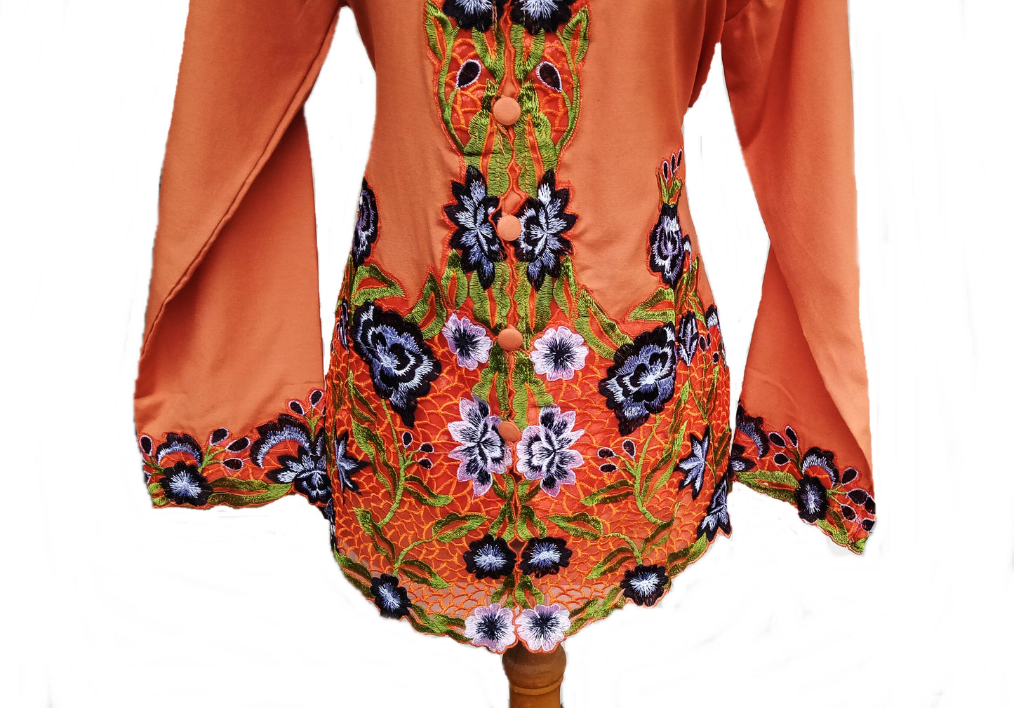 Orange Kebaya Cotton, Kebaya dress, nyonya kebaya