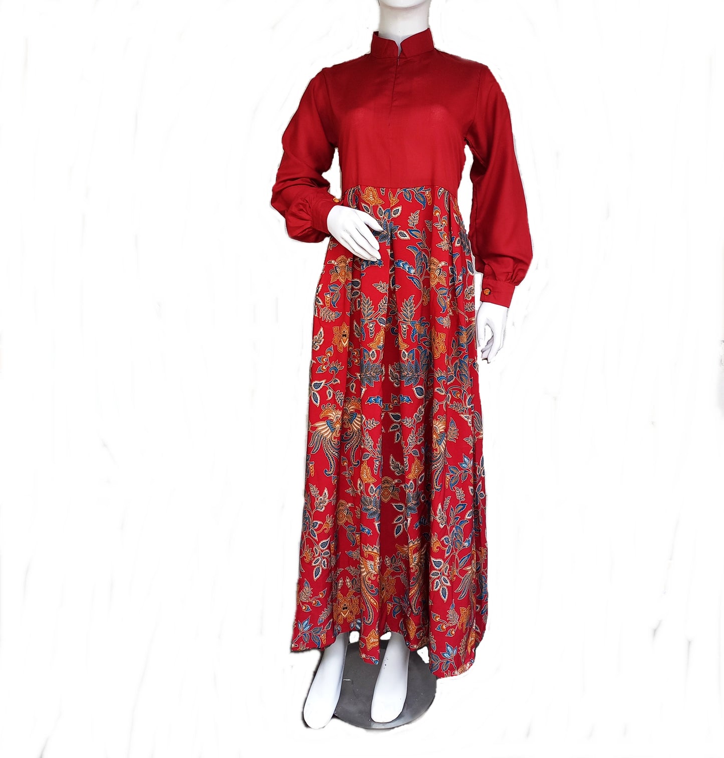 Red Floral Abaya muslim, Abaya Batik Dress for size S, M