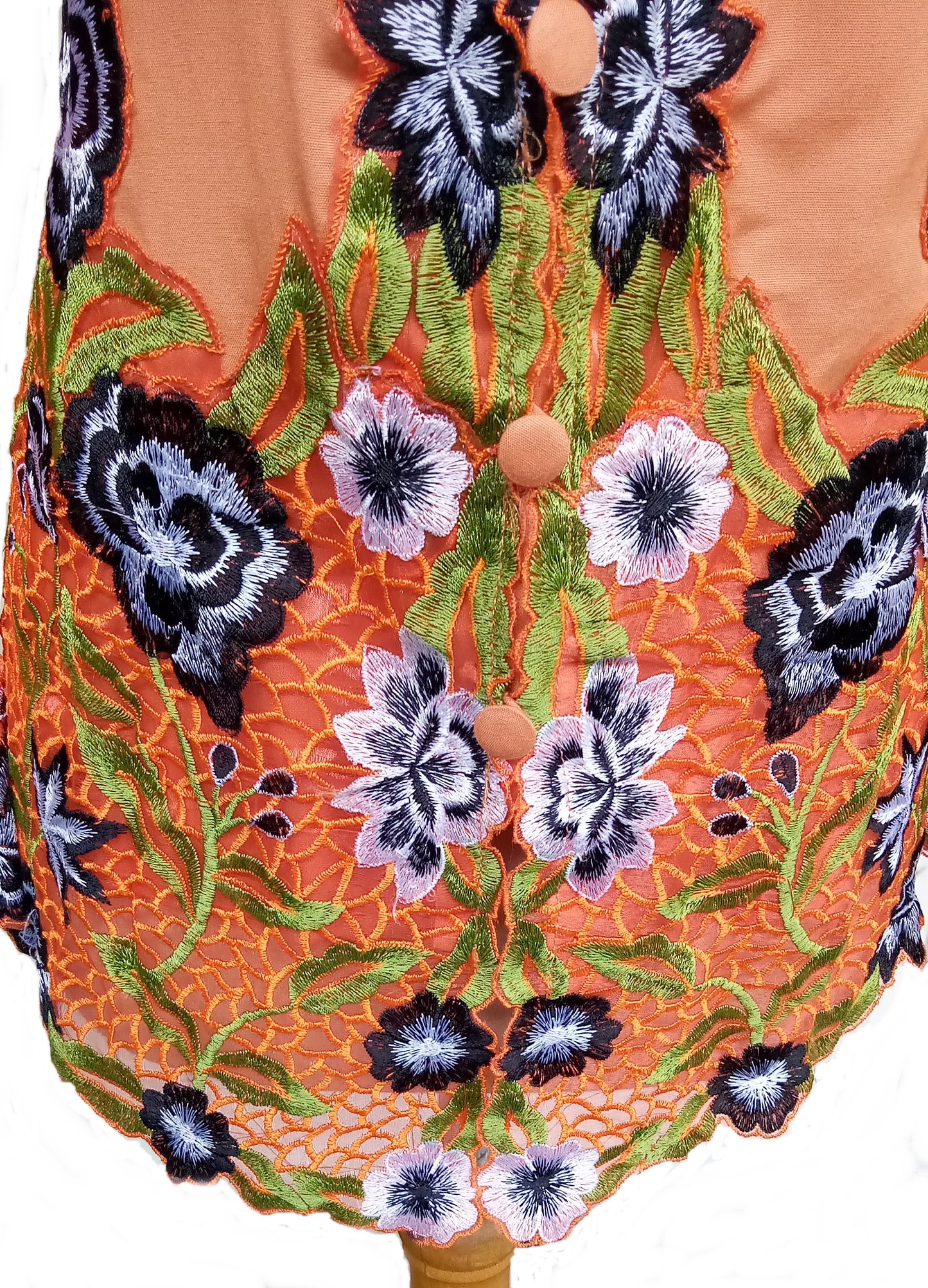 Orange Kebaya Cotton, Kebaya dress, nyonya kebaya