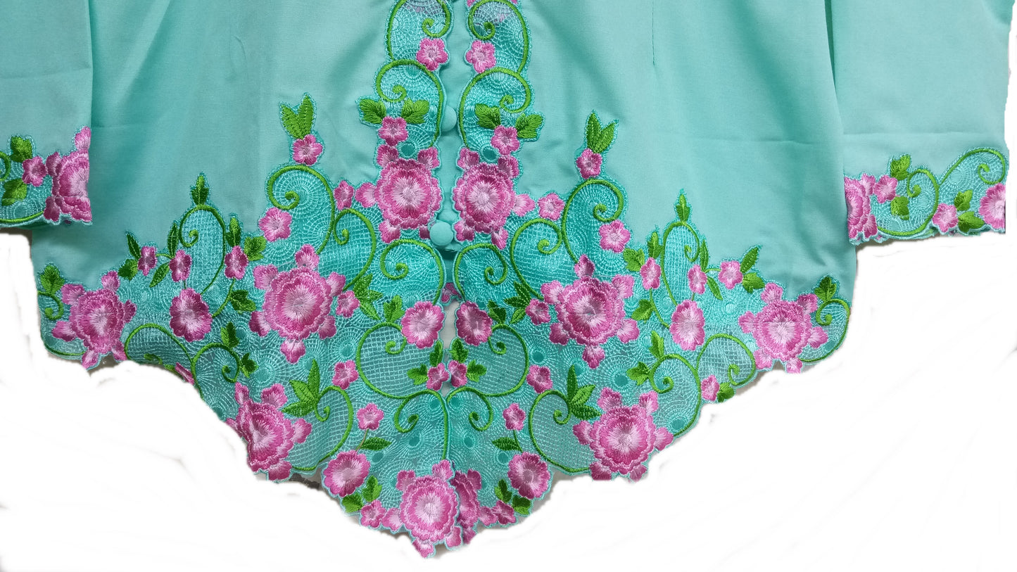 Mint Kebaya Top, baju Kebaya, Kebaya dress  size:  XS, S, M, L, 2L, 3L, 4L, 5L