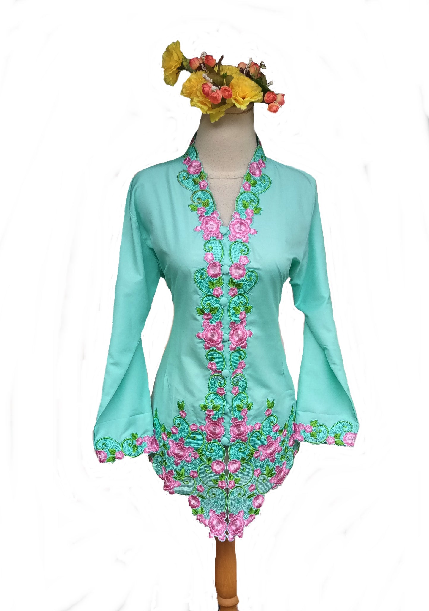Mint Kebaya Top, baju Kebaya, Kebaya dress  size:  XS, S, M, L, 2L, 3L, 4L, 5L